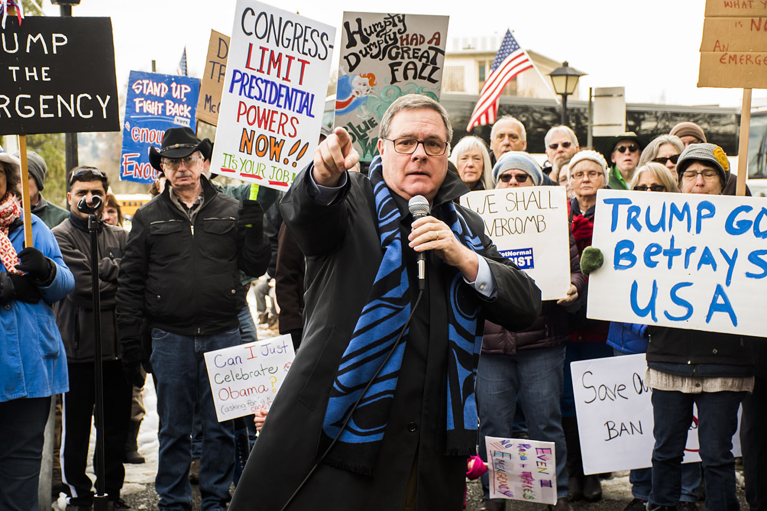 U.S. Rep. Denny Heck speaks during a rally in Olympia in February 2019.