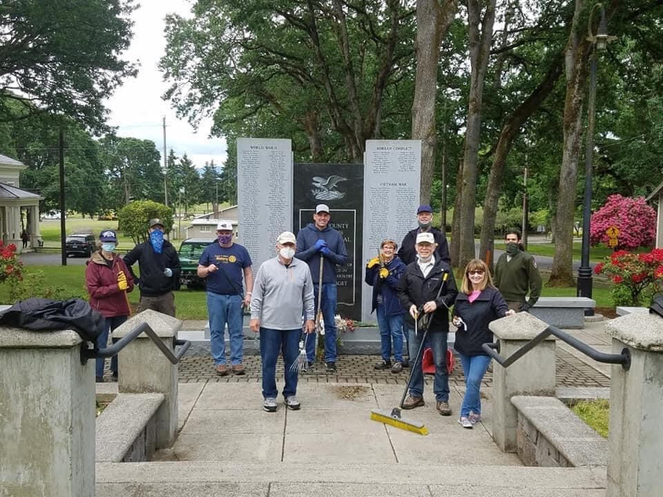 Chair and co-chair of the Commission on Aging Larry Smith and Chuck Green recently participated in a Rotary service project at the Clark County Veterans Memorial.