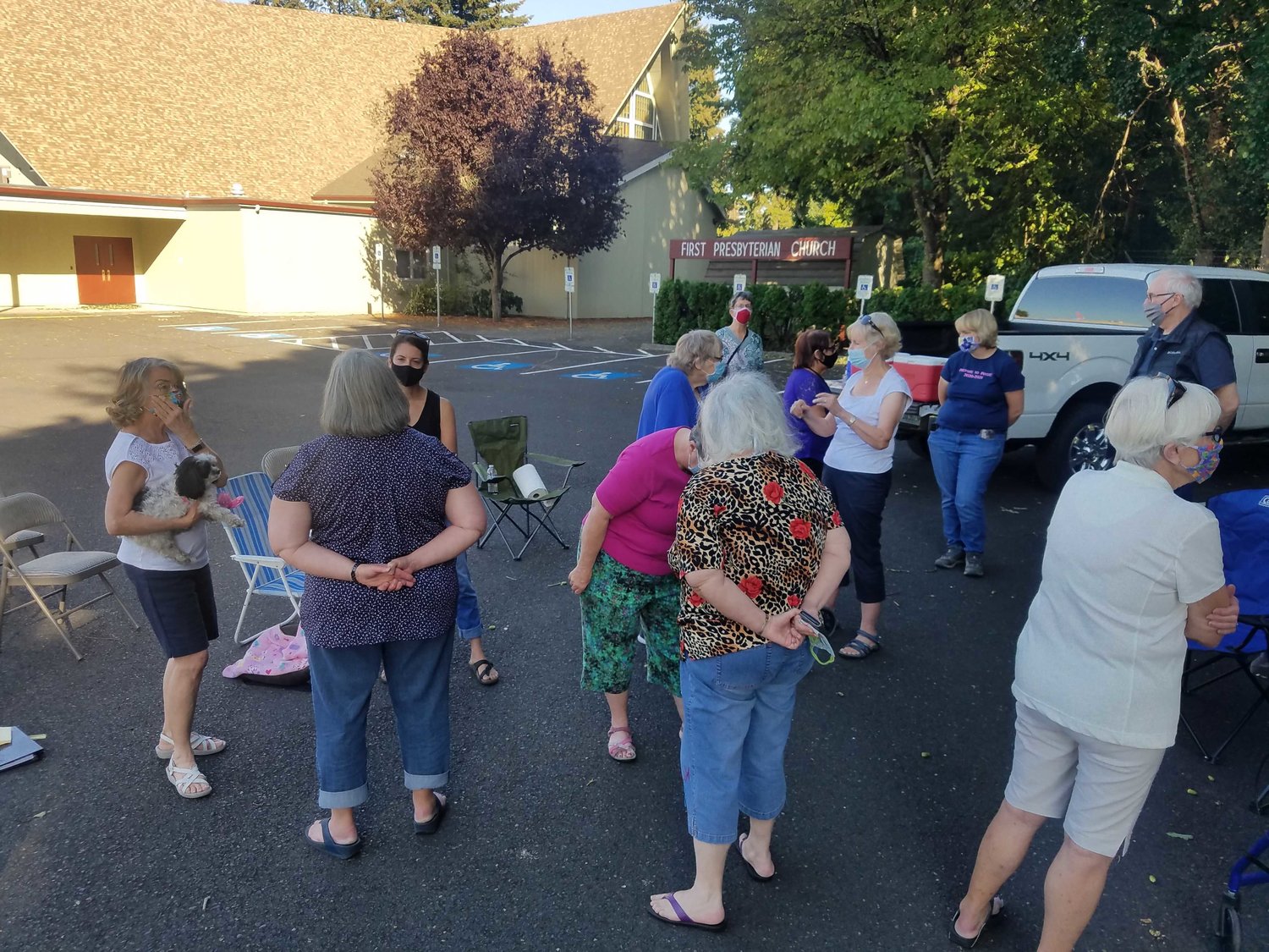 Members of the nonprofit membership organization meet one another during an outdoor ice cream social arranged by Villages Clark County in September of 2020. 