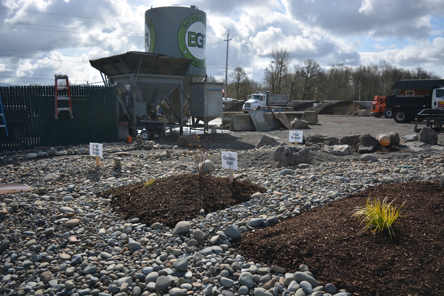Along with the display to see the product up close, Battle Ground Rockery has set up a “viewing area” for customers to see how the product would look on their property.