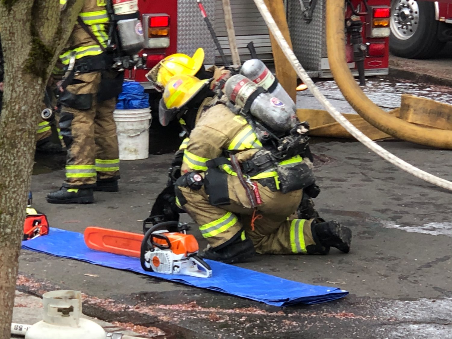 Firefighters saved one cat and an unspecified number of kittens after they put out a fire reported on the second floor of a home in Felida on Wednesday. 