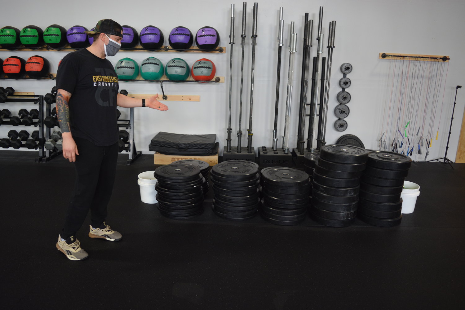 East Ridgefield CrossFit owner Kevin Cummo talks about the multiple sizes of weights the gym has, allowing anybody of any skill set to participate.