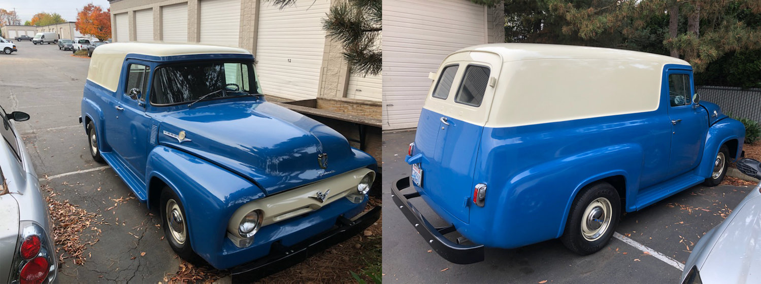 Rodney Dearborn's 1956 Ford Panel truck was built in San Jose, California and spent many of its years as a laundry truck.