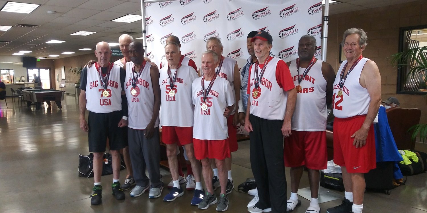 Jim Nielsen, far left, poses with his teammates during the Huntsman World Senior Games, who received the gold medal.