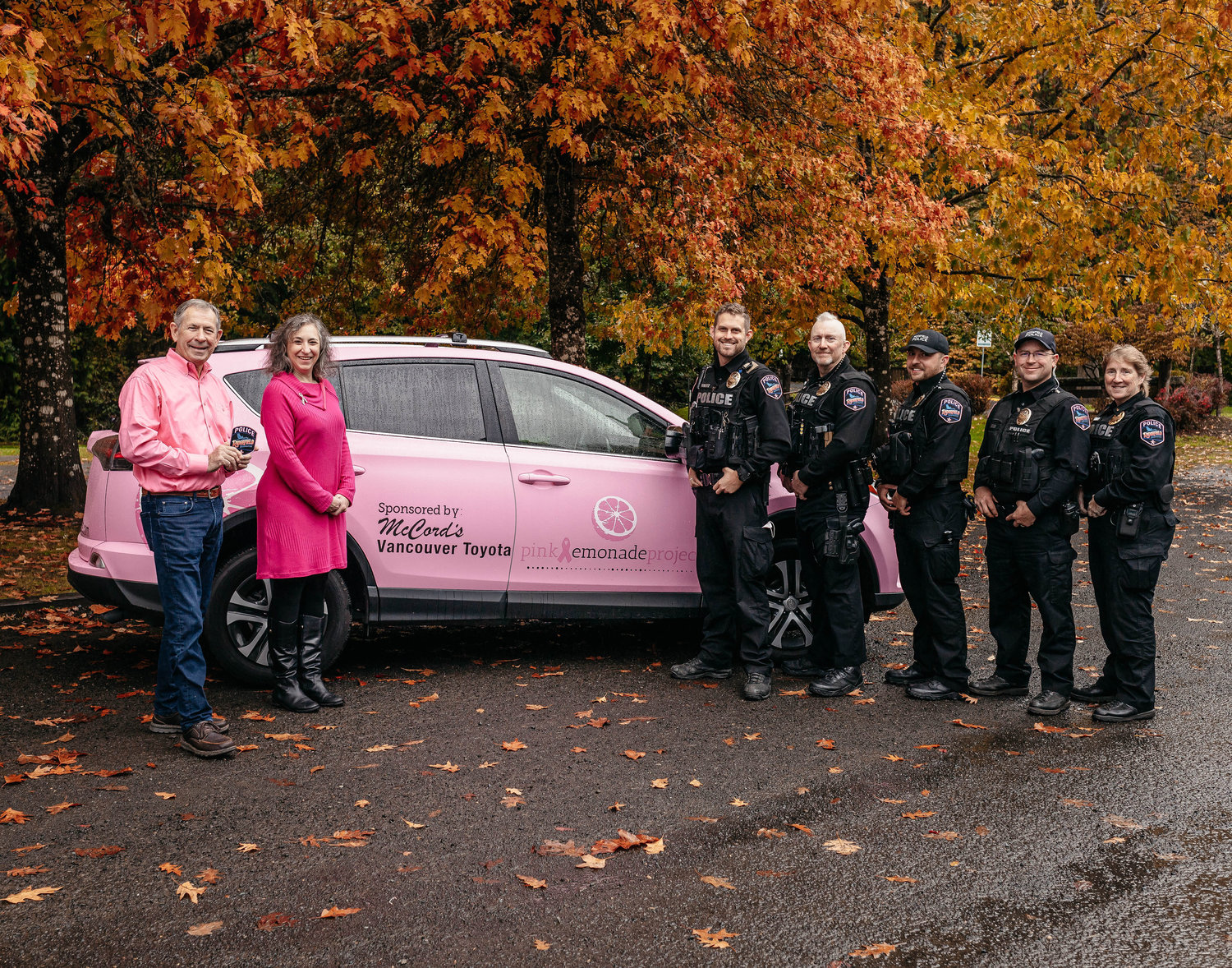 The Battle Ground, Ridgefield, La Center, Washougal and Camas police departments joined over 400 law enforcement agencies across the country for another year of the Pink Patch Project, which raises awareness for the fight against breast cancer.