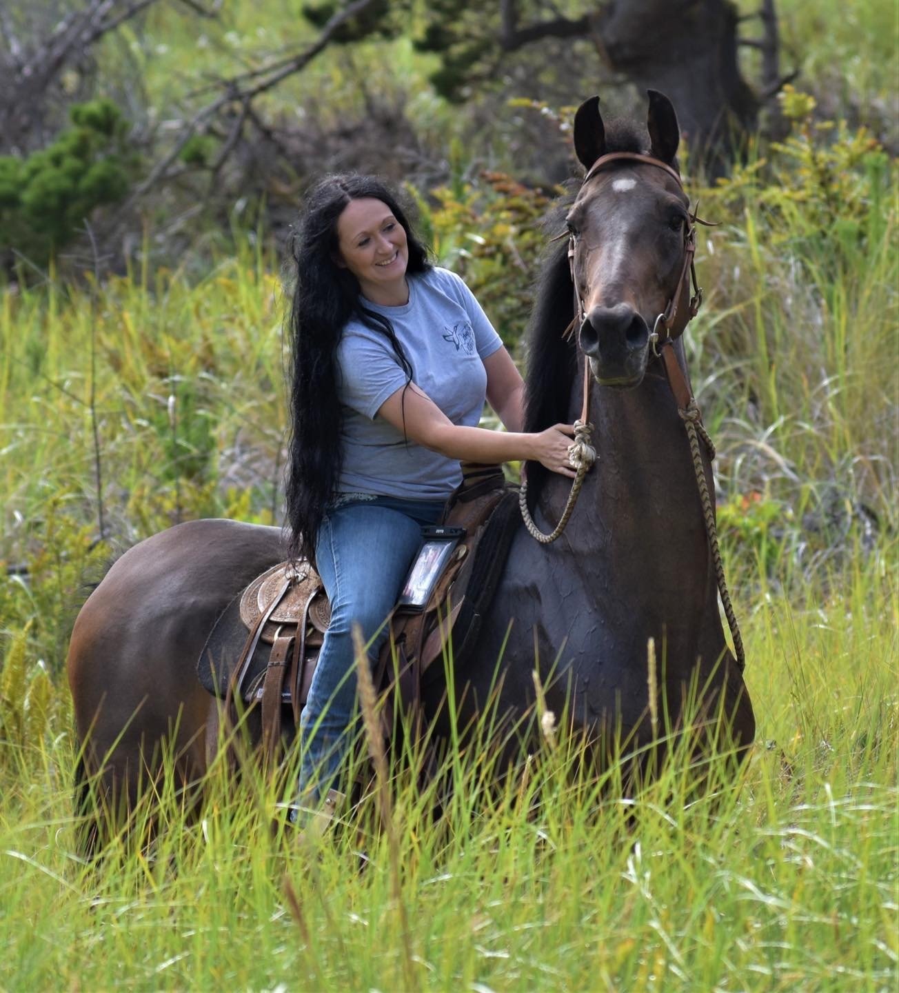 Erica Trager is pictured riding Biggs, a gelding.