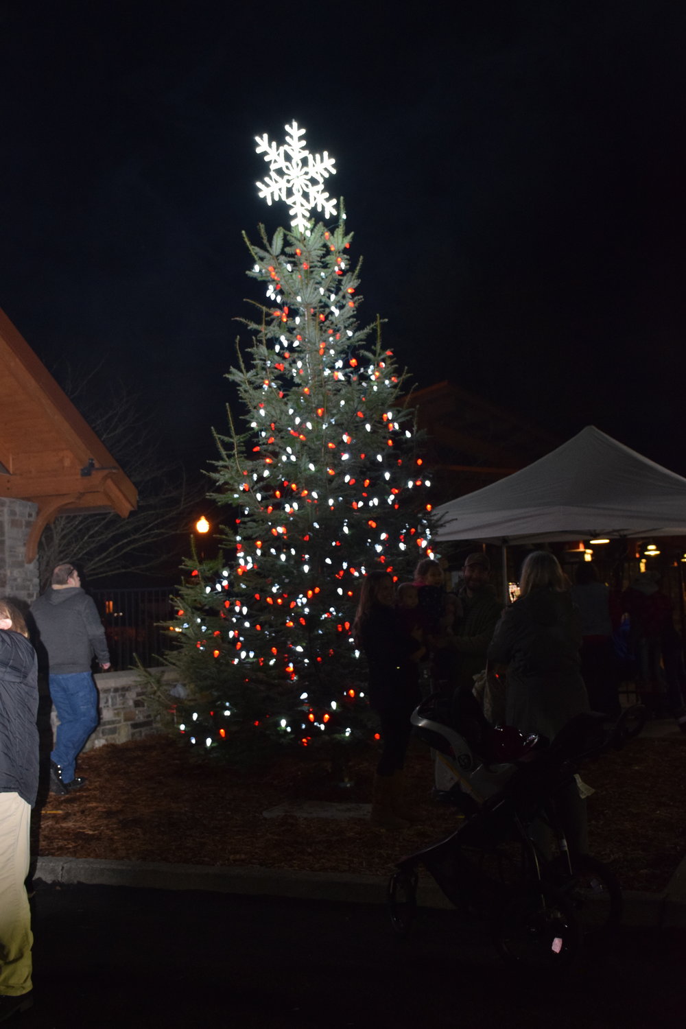 The Battle Ground Christmas tree lights up during a holiday ceremony in 2021.
