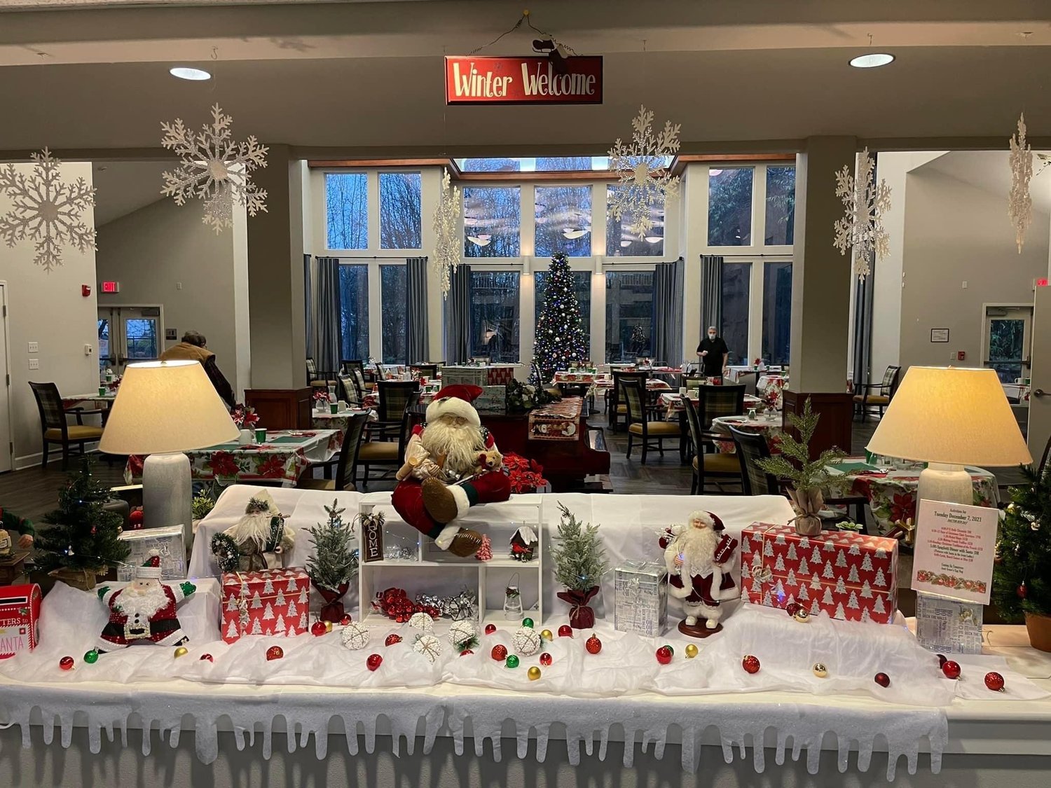 A display table at Mallard Landing’s Spaghetti with Santa event is pictured.