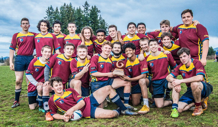 The Prairie Wolf Pack rugby team is pictured.