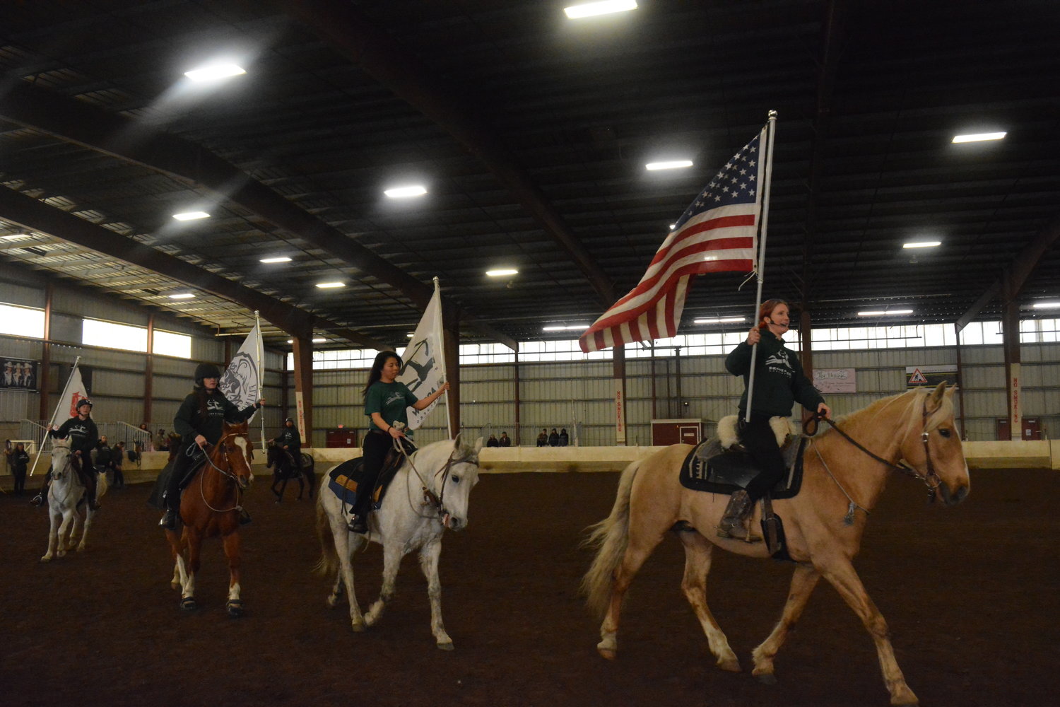Mounted archers participated in a demonstration at the Washington State Horse Expo at the Clark County Fairgrounds in Ridgefield on Friday, March 4. After the archers completed their target practice, Katie Sterns led a flag ceremony atop her steed, Drogo. The rest of the team followed behind in unison as they circled the stadium.
