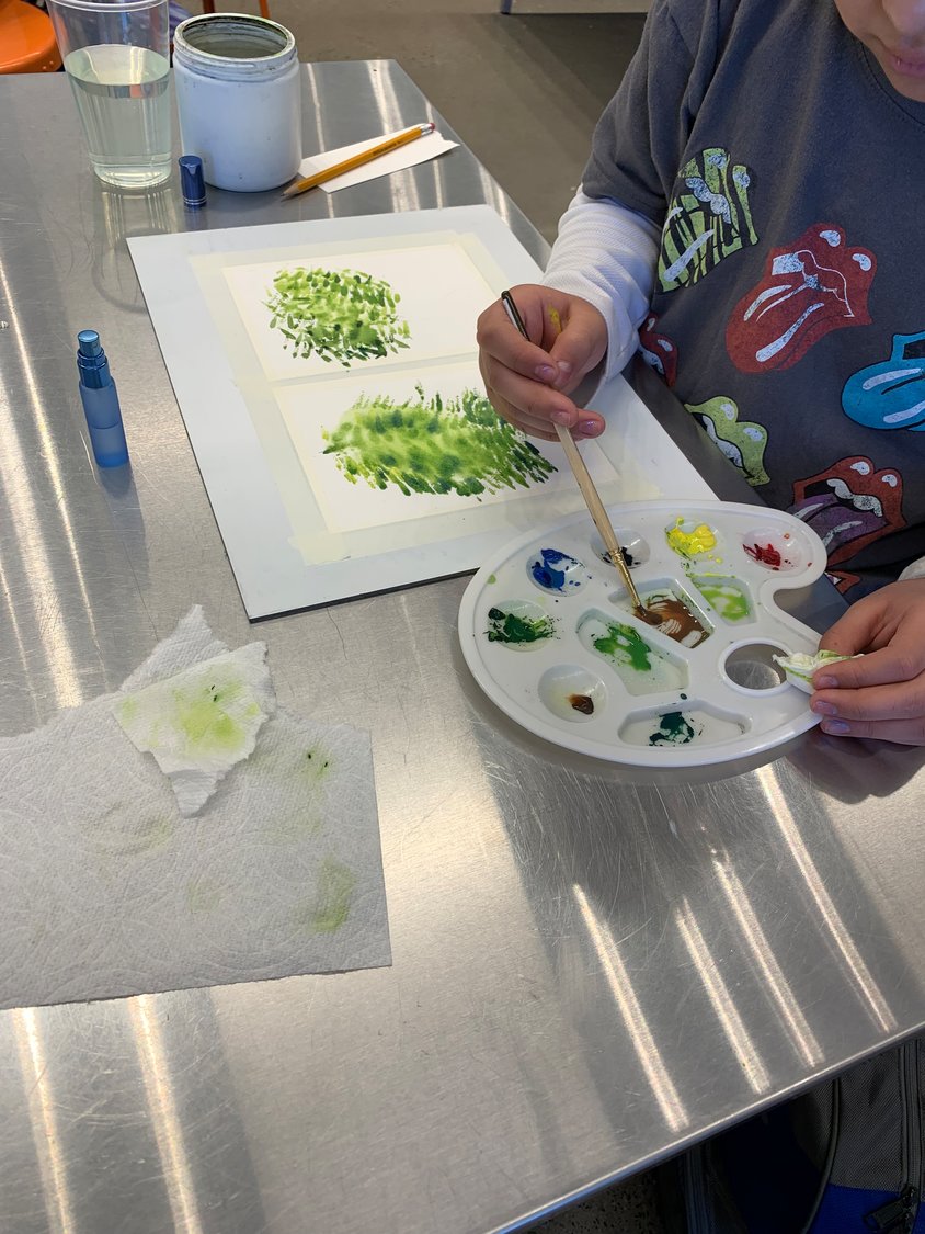 A watercolor painting of a tree is pictured during Ridgefield’s Youth Arts Month.