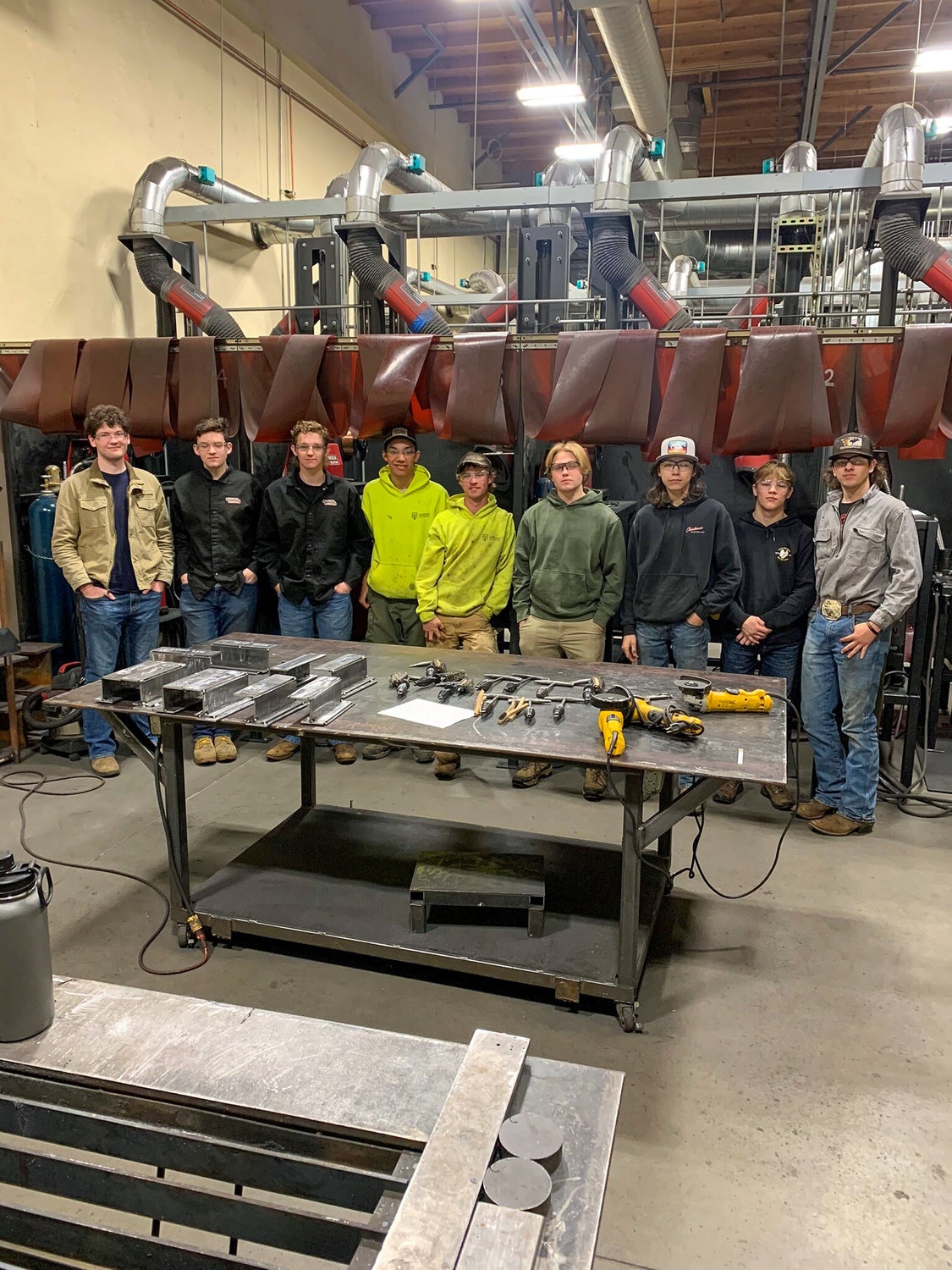 The Battle Ground High School welding class is pictured.