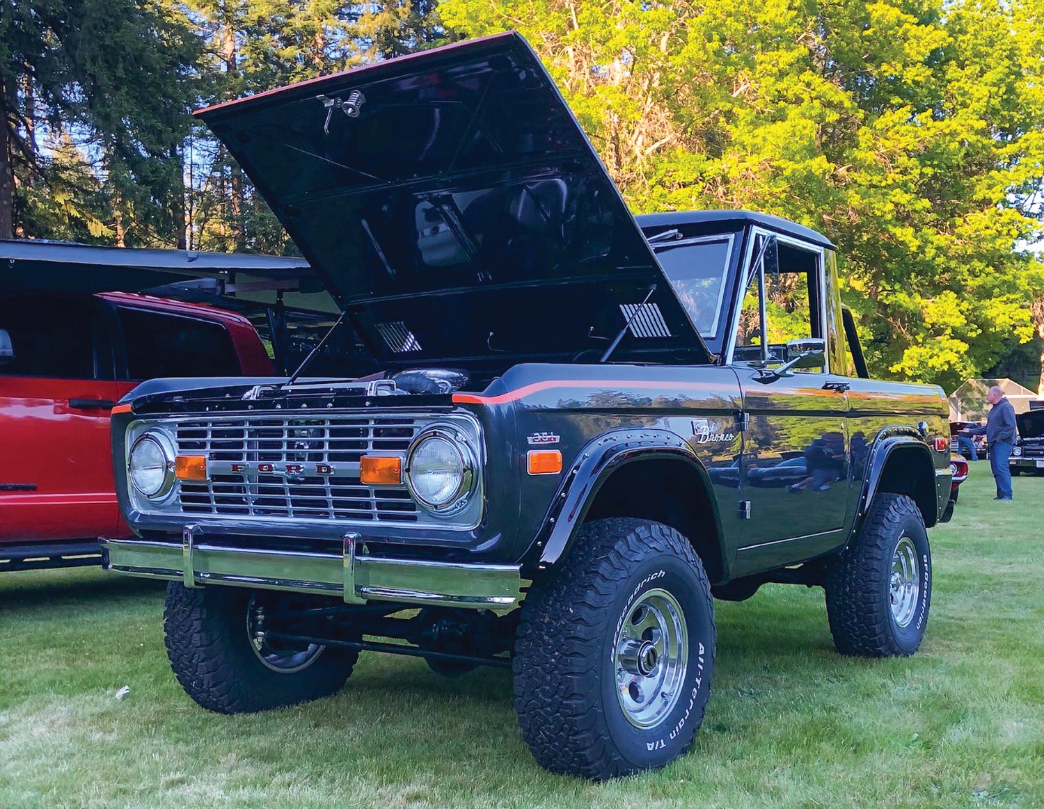 A Ford Bronco sits on display at a previous Fright Night Cruise In in Brush Prairie.