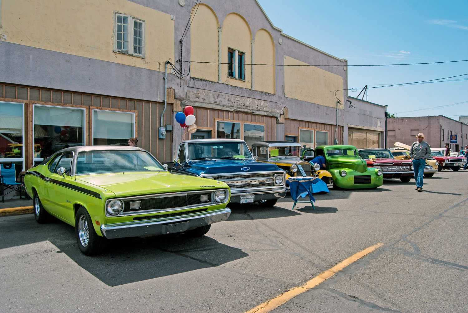 Bright classic cars are shown off during the 2019 Planters Days festival.