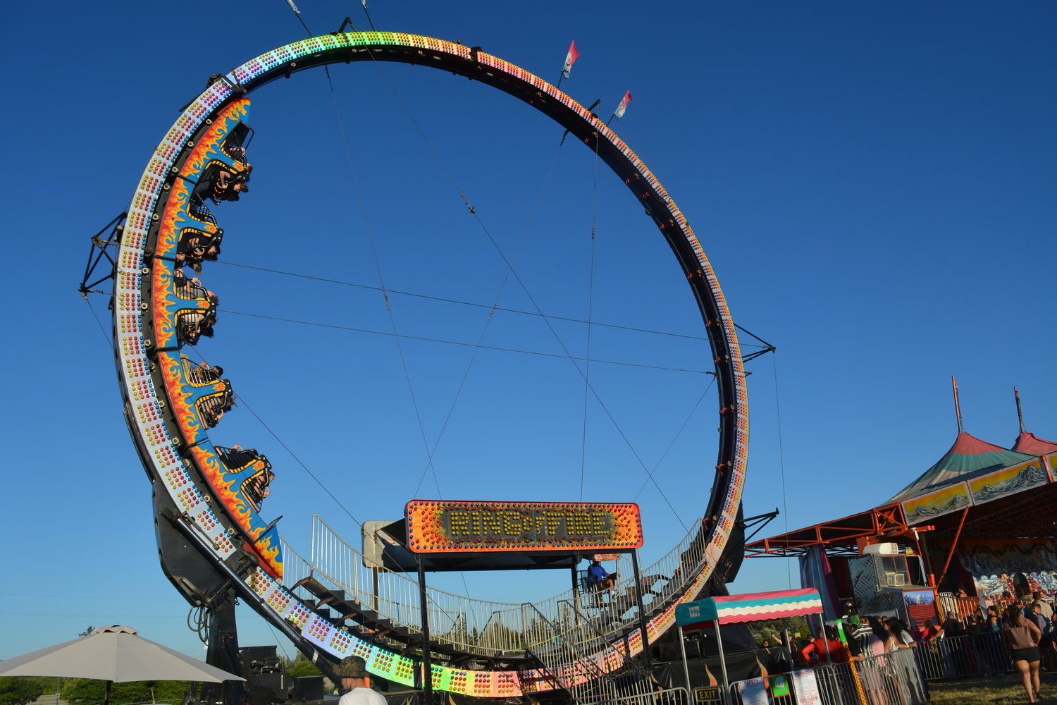 The Ring of Fire is one of many carnival rides featured at the Clark County Fair.