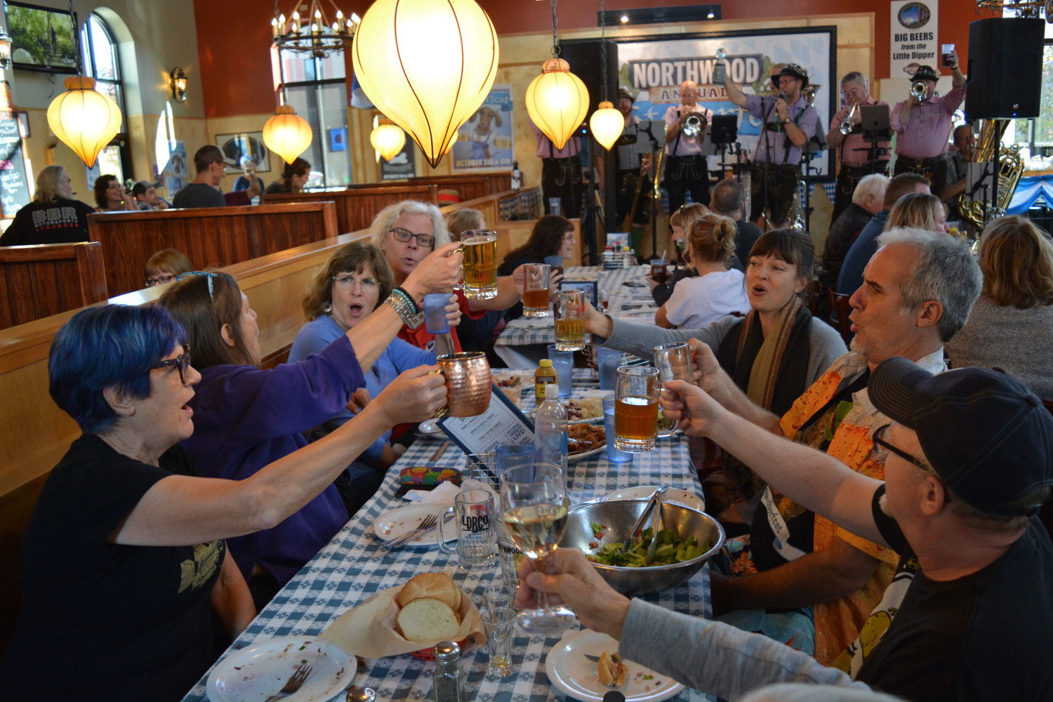 Glasses were raised high as Festival Brass played traditional drinking tunes at Oktoberfest at Northwood Public House in 2019