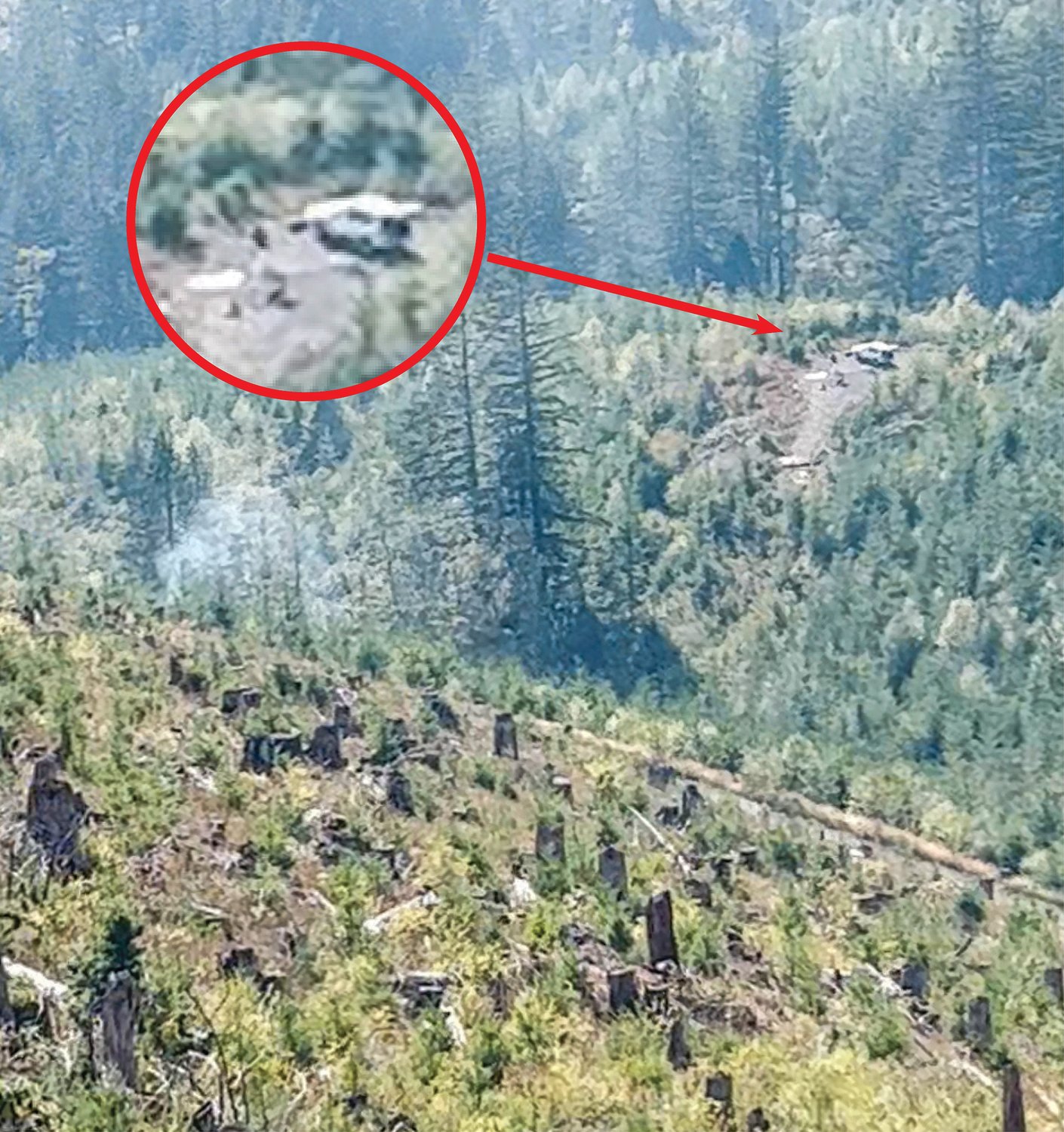 A screen capture shows a suspected vehicle involved in the start of the Nakia Creek Fire. It was taken at about 3:30 p.m. on Oct. 9 on a ridge near Larch Mountain. 