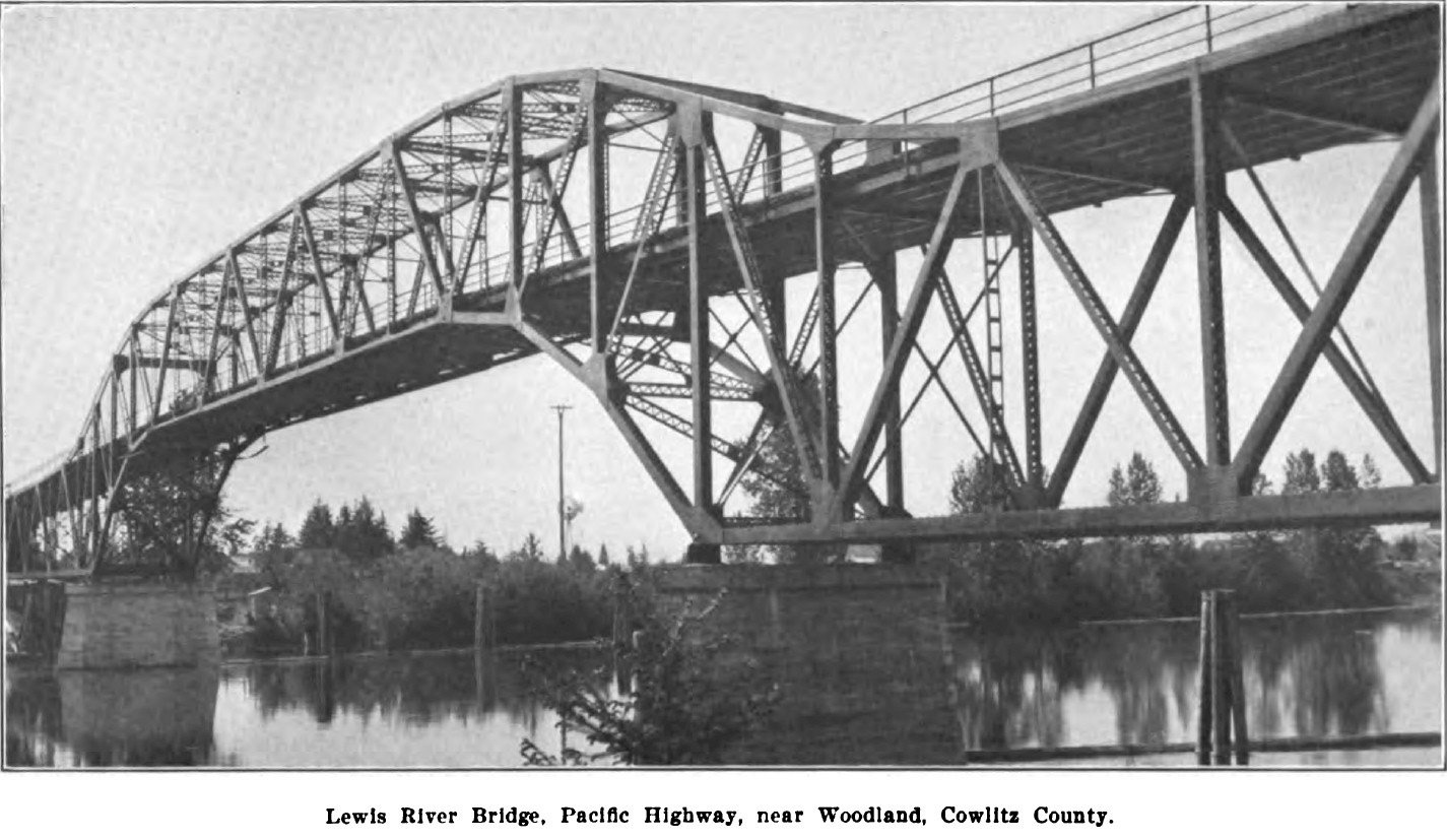 The Lewis River bridge in Woodland in 1913.