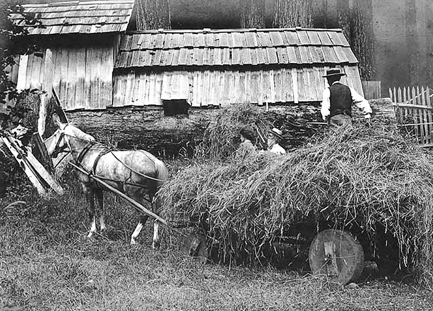 People unload hay in Clarke County, which is now known as Clark County, in 1895.