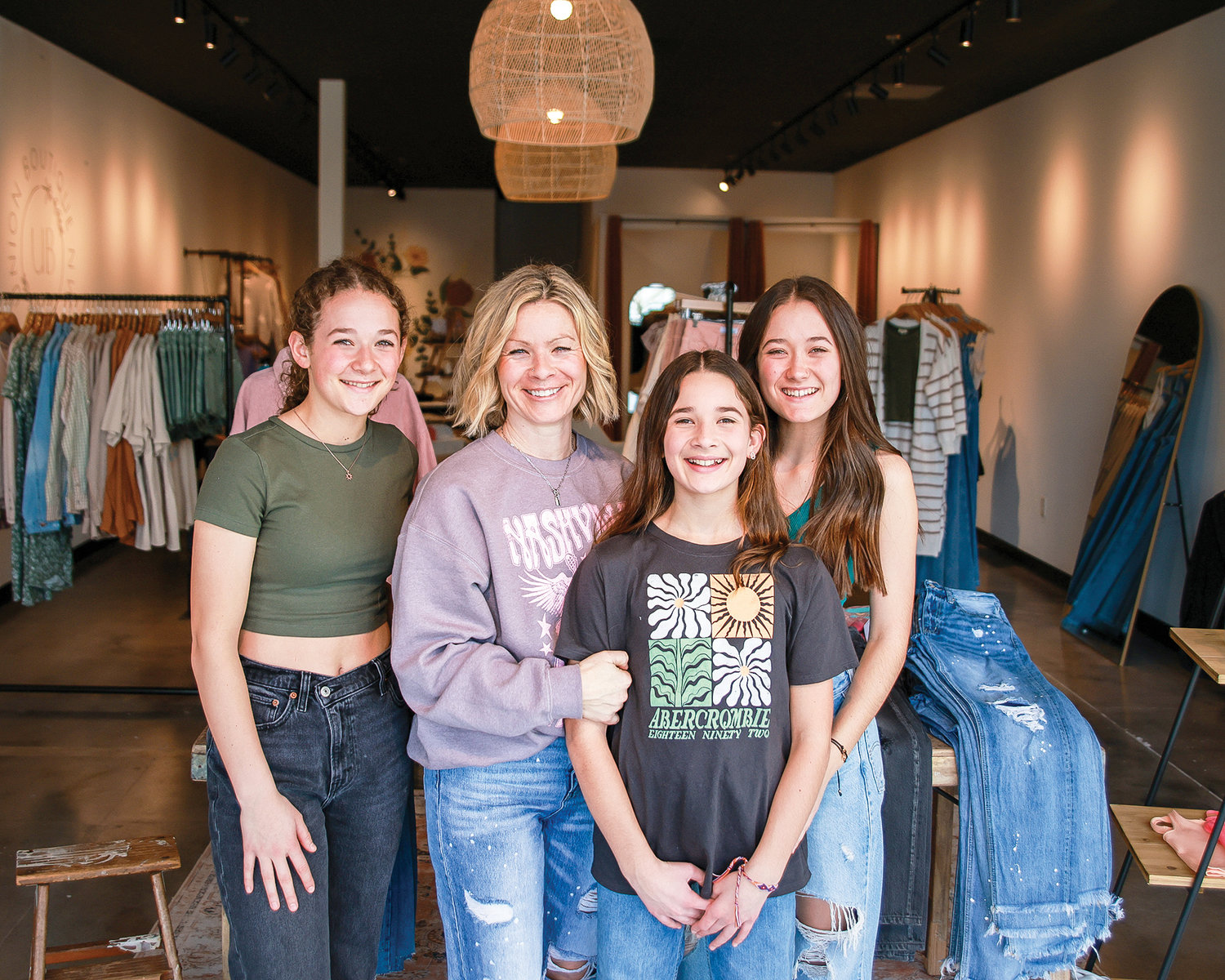 Union Boutique NW is owned by Noelle Cresap and operated by herself and her daughters. From Left to Right, Camille Cresap, Noelle Cresap, Kylie Cresap, and Laura Cresap.
