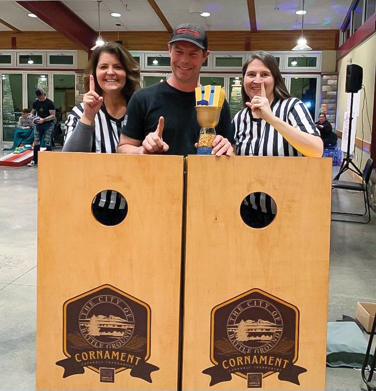 courtesy photo
Chris Hansen won the single competitor bracket during a cornhole tournament at the Battle Ground Community Center on Saturday, March 11.