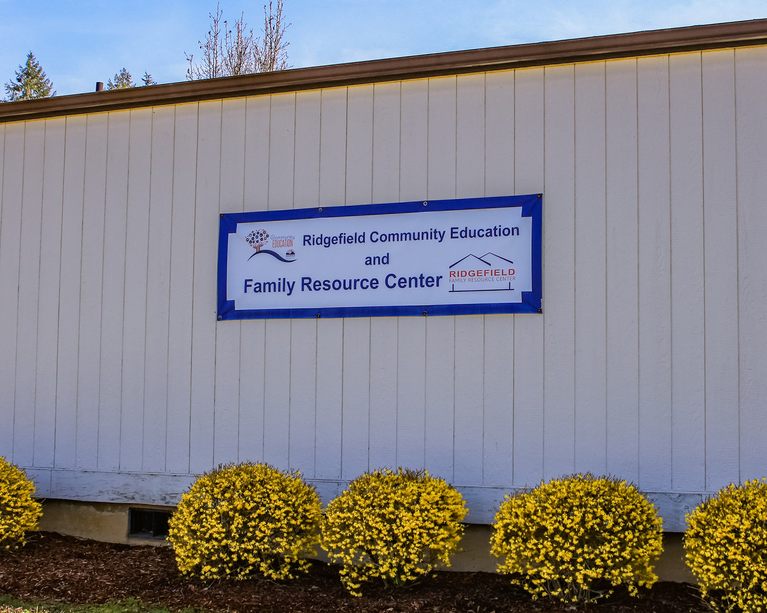 The Ridgefield Family Resource Center sign on the outbuilding at the location of the RFRC is seen from the Union Ridge Elemntary School Parking Lot on North 5th Avenue in Ridgefield on Thursday, March 16.