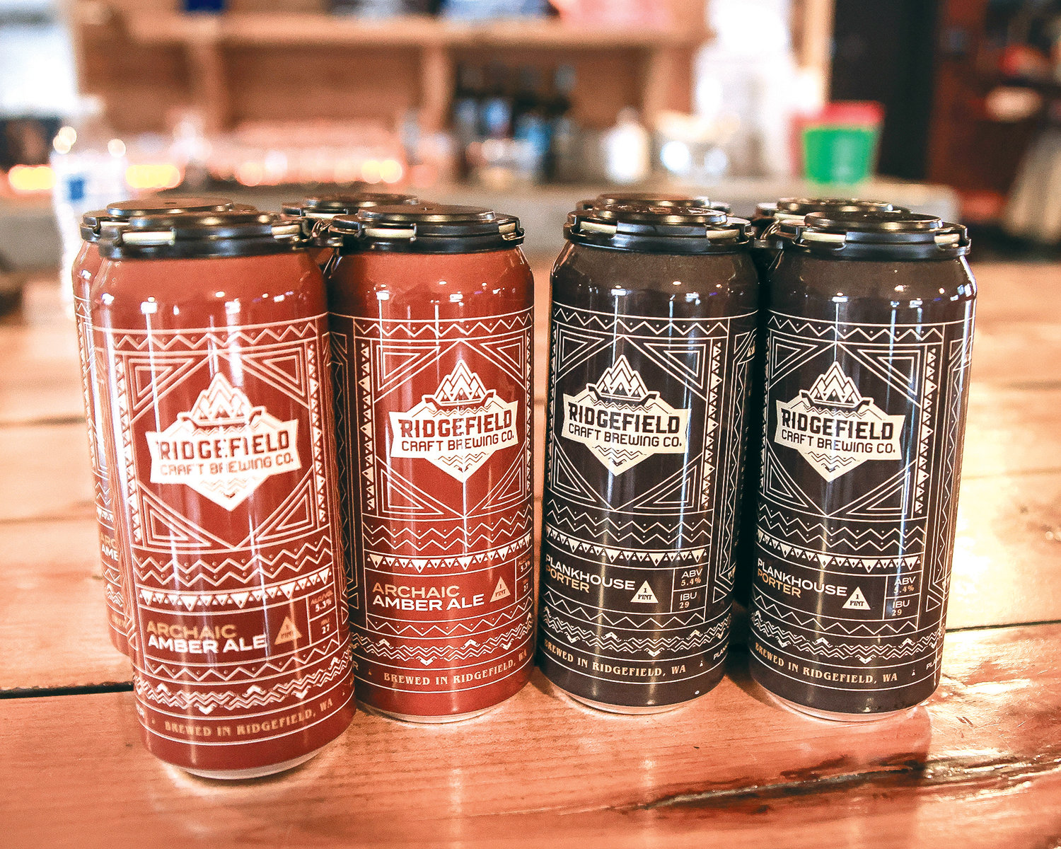 A pack of Ridgefield Craft Brewing's Plankhouse Porter and Archaic Amber Ale sits on a table on Wednesday, March 22. Ridgefield Craft Brewing Co. will be affected by Corwin Beverage's decision to back out of the alcoholic beverage distribution game.