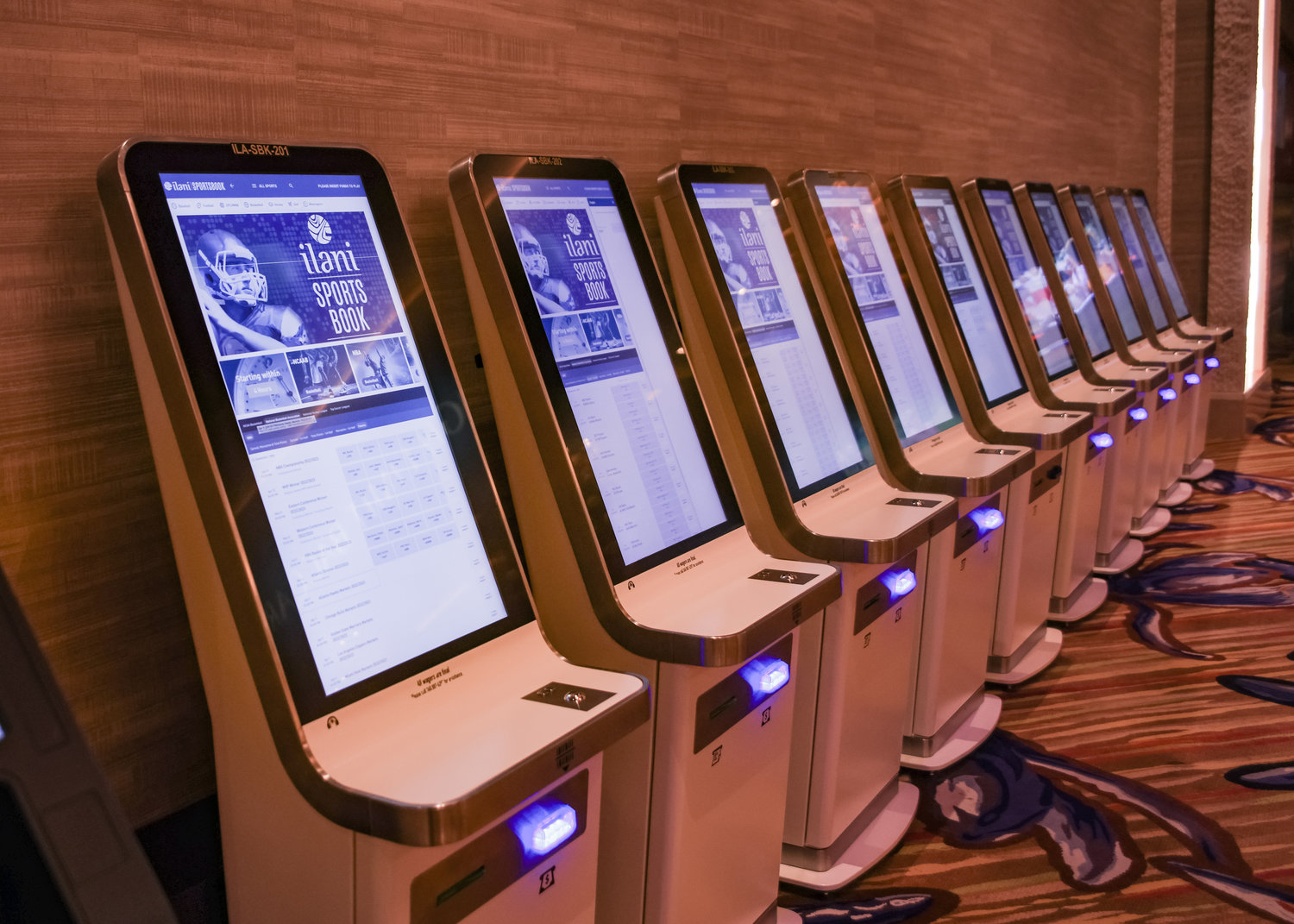 Ten sports betting kiosks have accounted for over 50% of all sports bets that have been submitted through ilani. The kiosks are seen during the morning of Friday March 24.