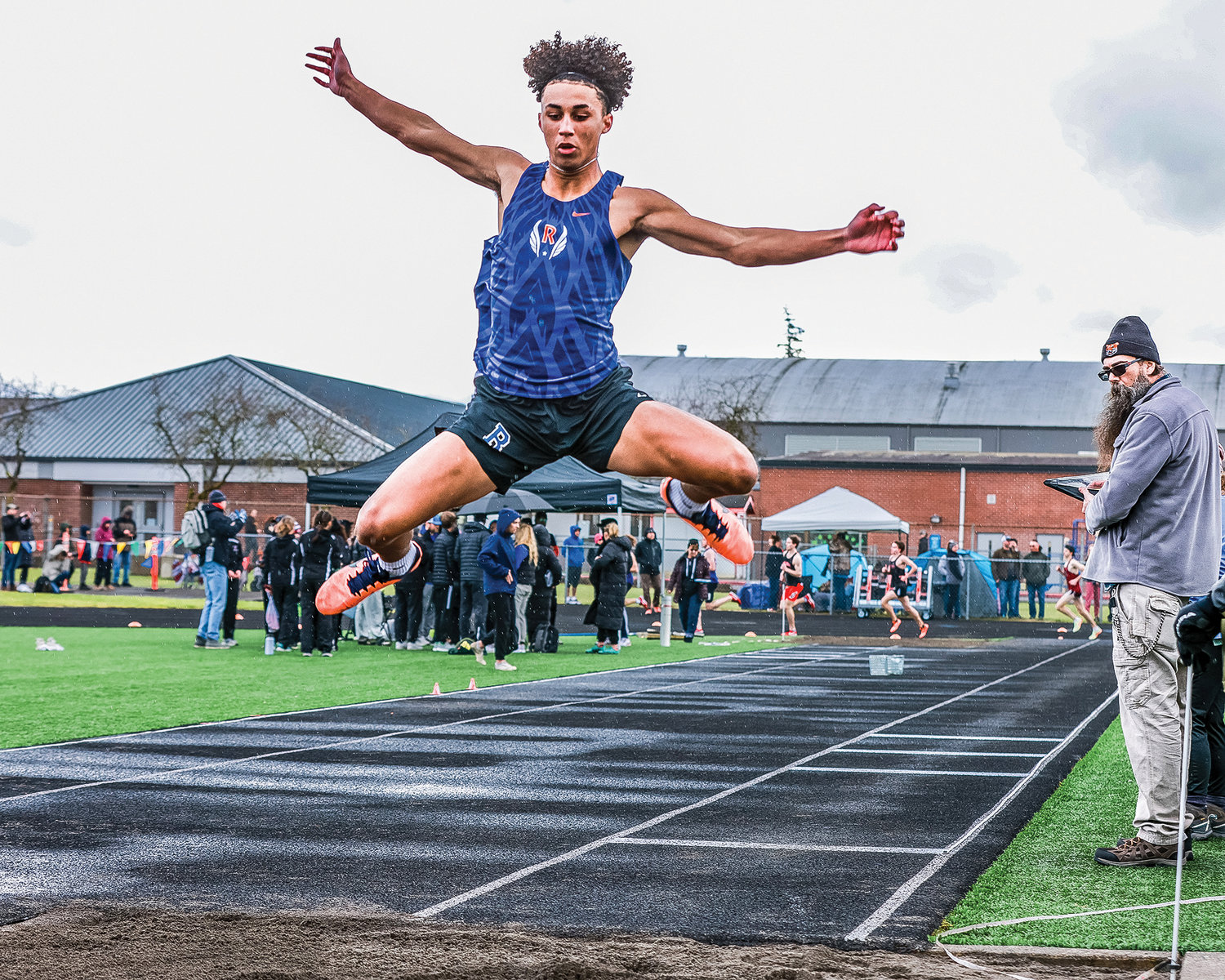 Ridgefield sophomore Landon Kelsey placed fourth in the long jump and third in the triple jump during the Tiger Invite at Battle Ground High School on Saturday, March 25.