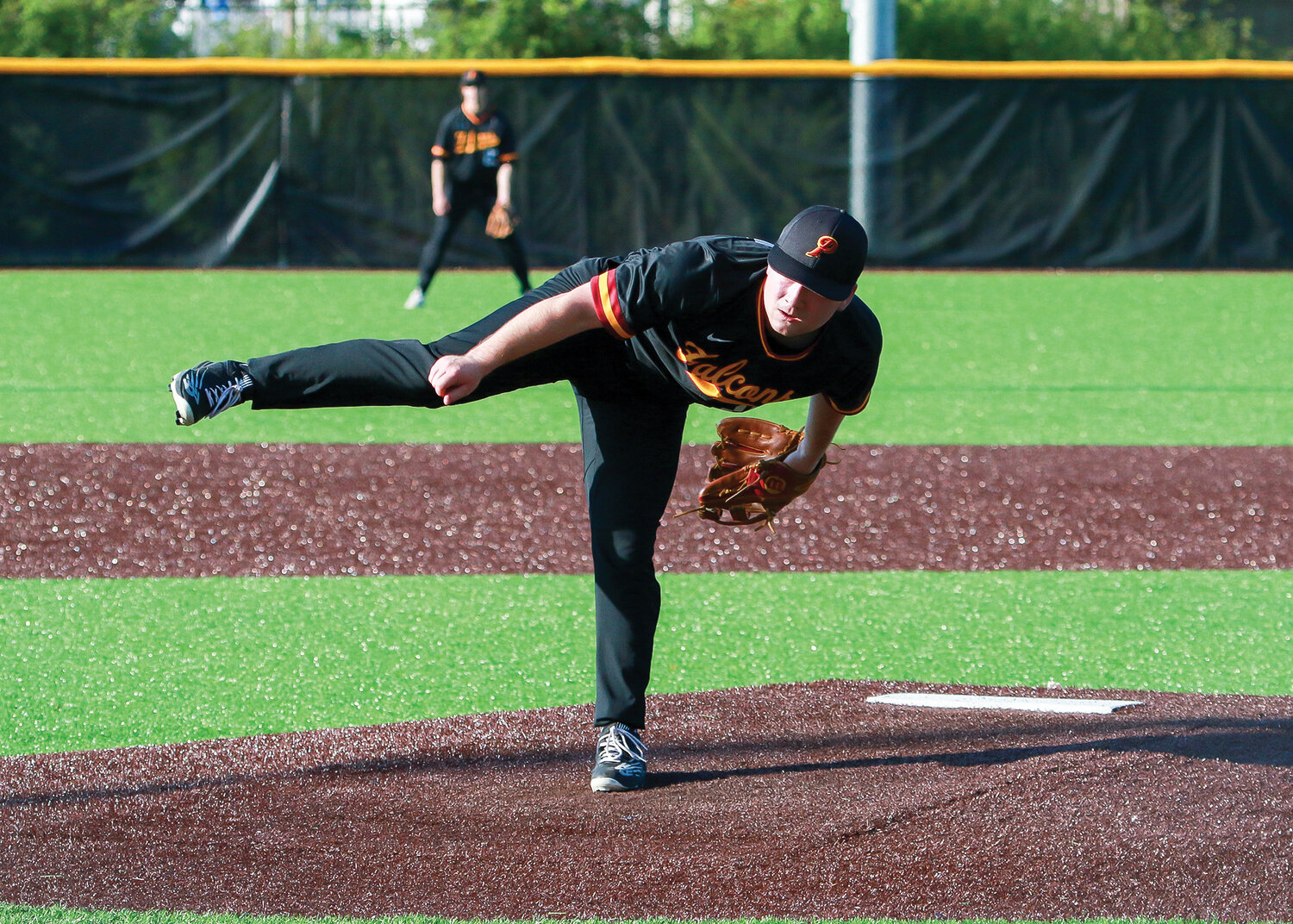 Prairie’s Camden Hern takes the mound in a 12-4 loss to Gig Harbor on Tuesday, May 9. Hern made two more pitching appearances in the district tournament on Saturday, May 13.