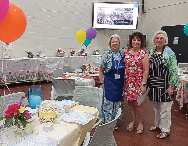 Soroptimist of Southwest Washington club members Jeanne Androvich, Cynthia Ryan and Gayle Hansen pose for a photo at the Dream Your Dream Spring Tea and Silent Auction event in Ridgefield on Saturday, May 20.