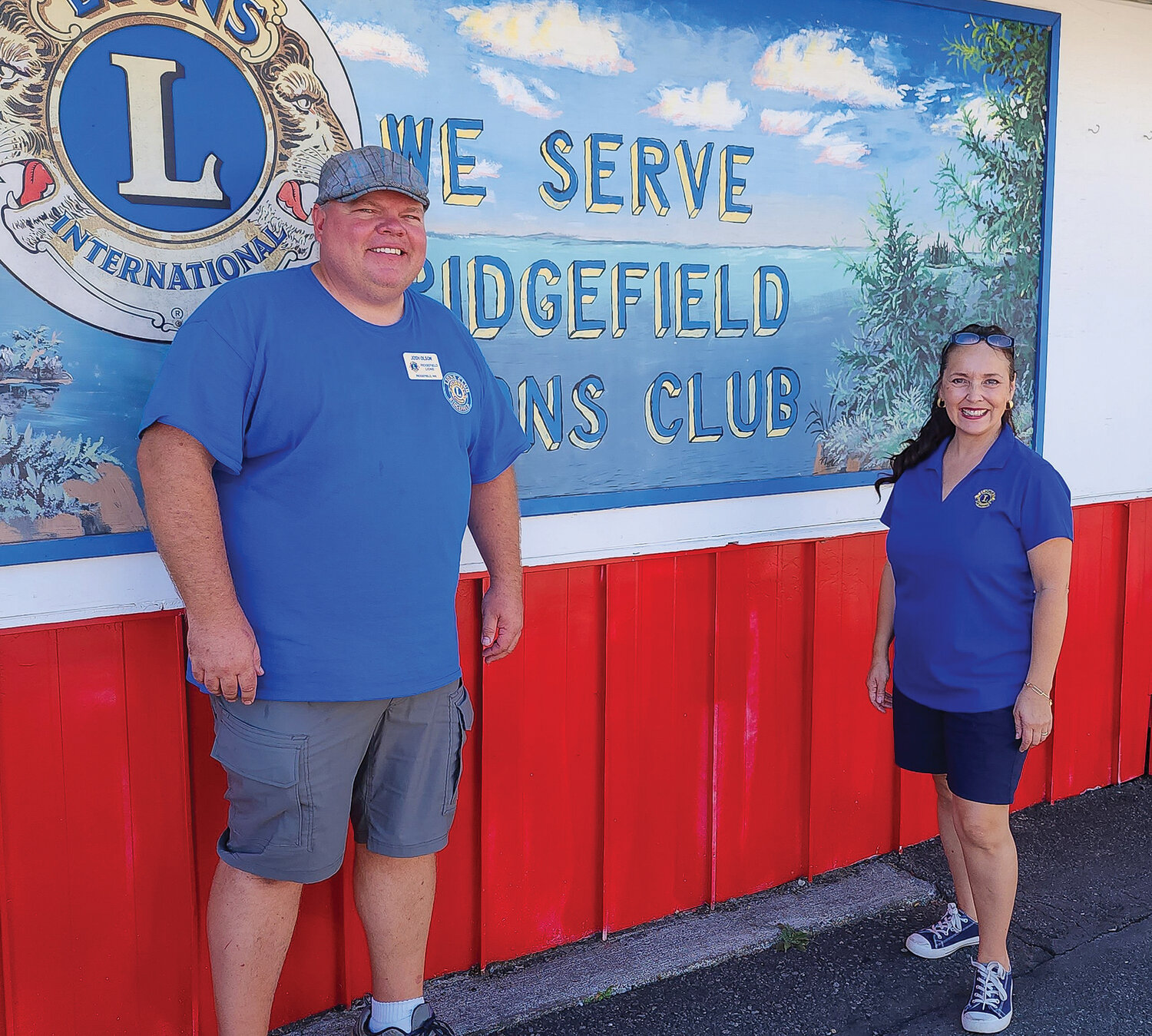 Ridgefield Lions President Josh Olson stands outside the Lions fair booth with Lisa Ikeda, Lions District 19N governor. Ikeda resides in Puyallup.
