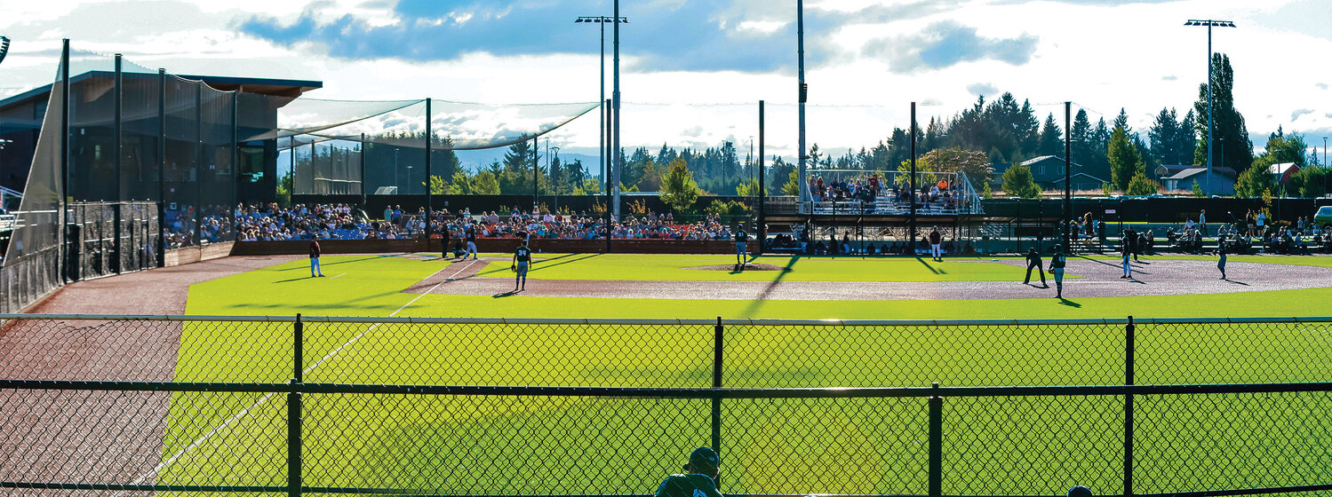 A panoramic view of the Ridgefield Outdoor Recreation Complex during the Ridgefield Raptors playoff loss to the Portland Pickles on Wednesday, Aug. 9.