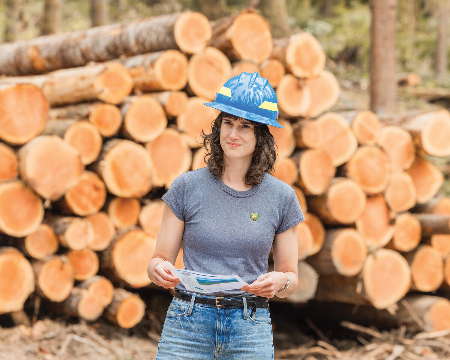 Congresswoman Marie Gluesenkamp Perez tours a timber sale in the Gifford Pinchot National Forest on Thursday, Aug. 10.