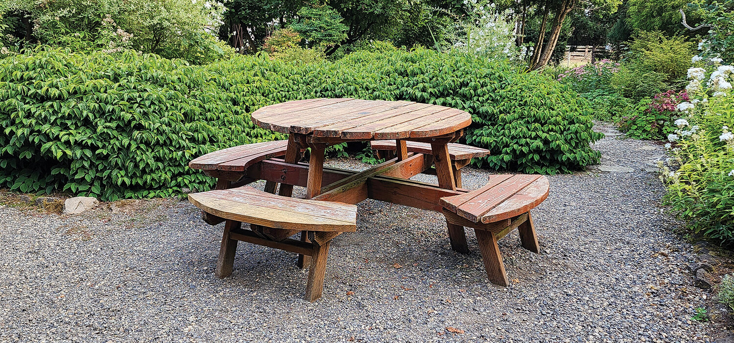 Senior gardeners should take frequent breaks, and NatureScaping of Southwest Washington’s Wildlife Botanical Gardens demonstrates ample seating availability with benches and tables scattered across the garden.