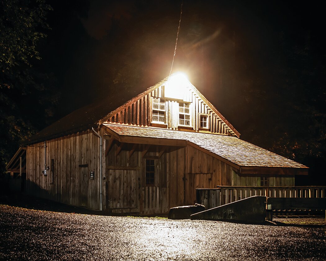 The grist mill building sits innocently in the night prior to Big River Paranormal’s investigation of the Cedar Creek Grist Mill from the night of Saturday, Oct. 14 to the early morning of Sunday, Oct. 15.