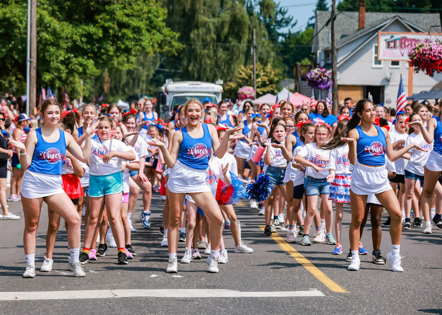 Ridgefield’s cheer program gives a demonstration on North Third Avenue during the Fourth of July parade on July 4.