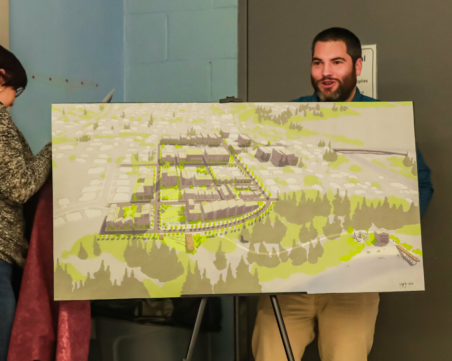Bryan Kast, La Center public works and community development director, unveils the preliminary vision for the La Center downtown expansion at a City Council retreat on Saturday, Dec. 16.