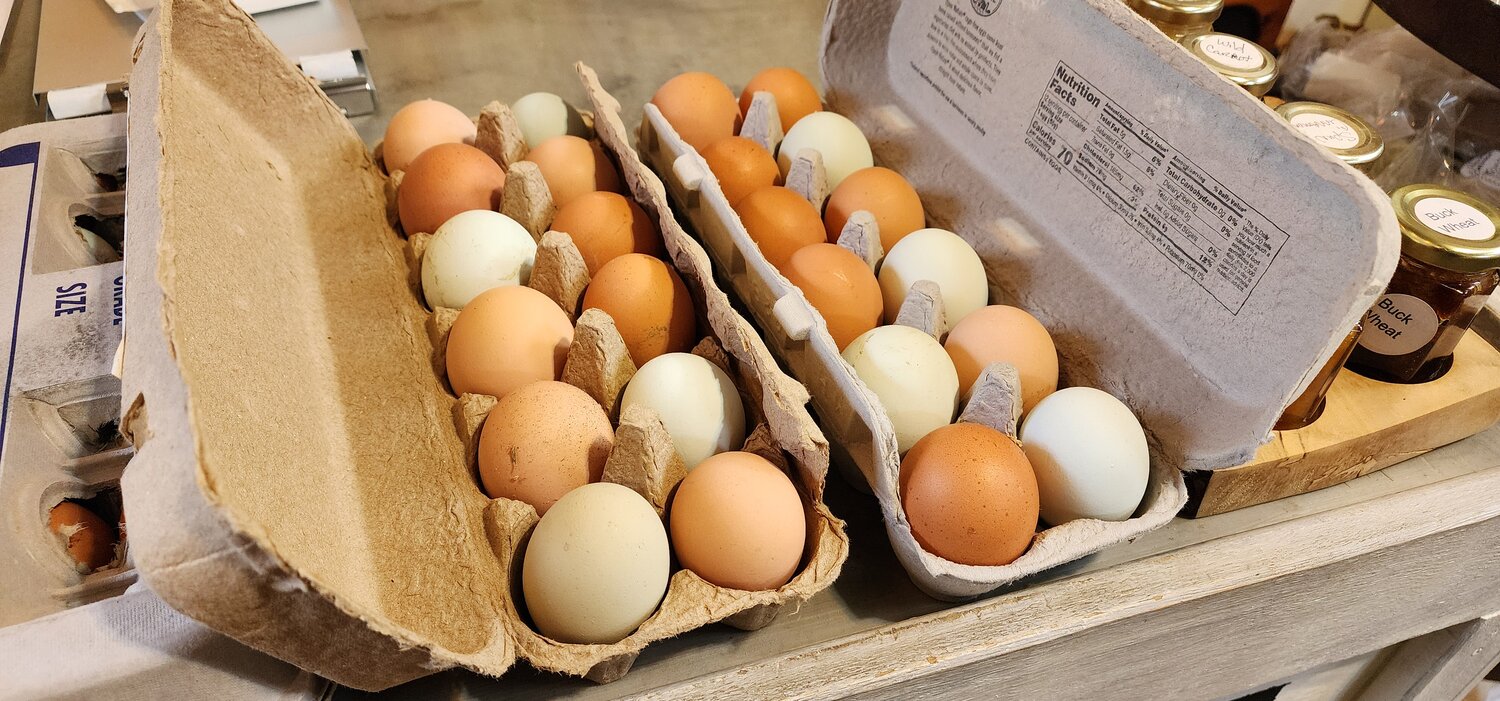Half Moon Farm’s eggs are clean, despite being unwashed, because of Brenda Calvert’s efforts to keep a tidy coop.