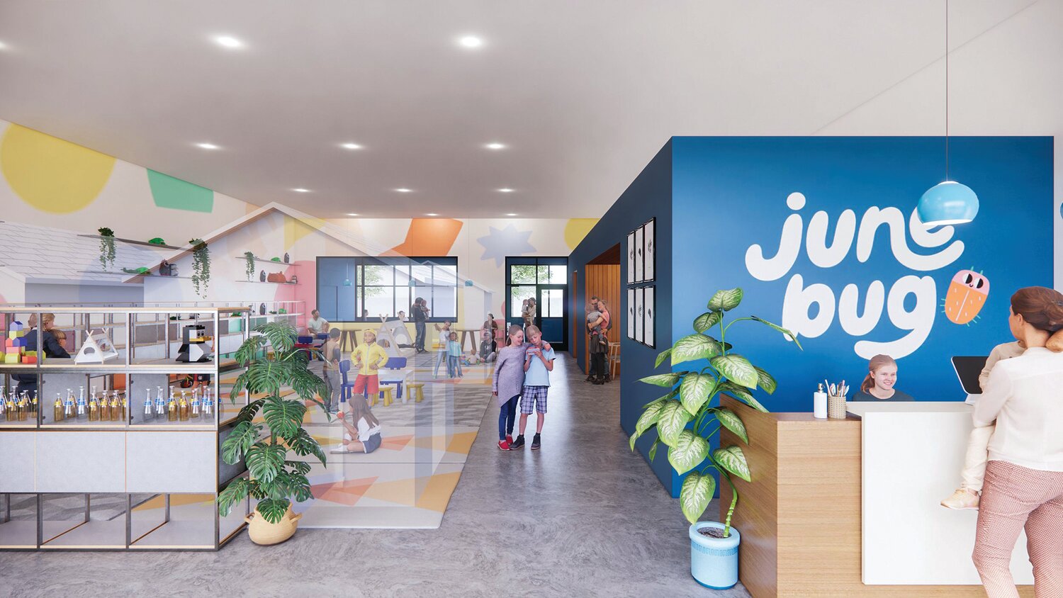 A concept rendering of the interior of Junebug Play & Learning Space, which spans 2,800 square feet.